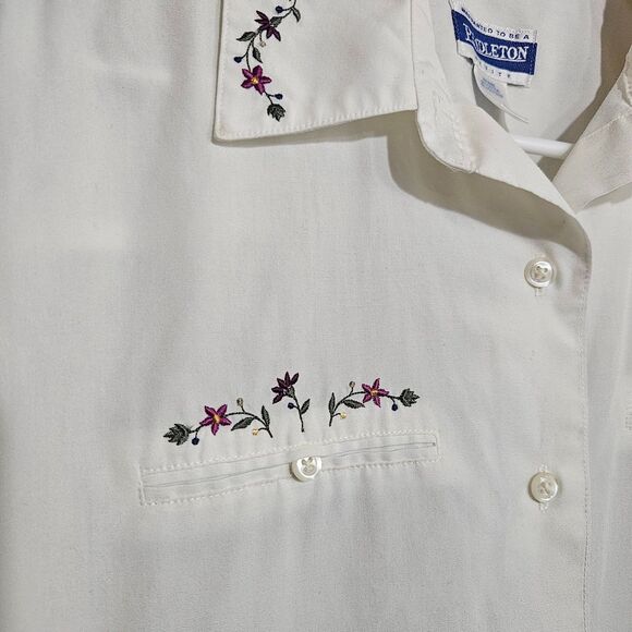VTG Pendleton Women's Button-up 12p Embroidered Floral Collared Feminine Cottage - Picture 9 of 10